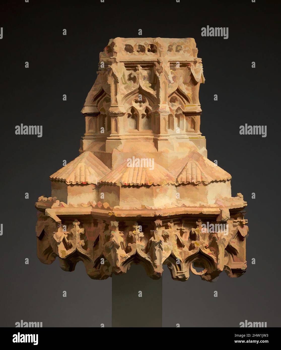 Art inspiré par Canopy, env. 1402–26, fabriqué à Batalha, Leiria, Portugal, portugais, Calcaire, 20 7/8 × 19 1/2 × 13 3/4 in., 120 lb. (53 × 49,5 × 34,9 cm, 54,4 kg), Sculpture-architectural-Pierre, cette voûte architecturale vient du monastère dominicain de Santa Maria da Vitória, oeuvres classiques modernisées par Artotop avec un peu de modernité. Formes, couleur et valeur, impact visuel accrocheur sur l'art émotions par la liberté d'œuvres d'art d'une manière contemporaine. Un message intemporel qui cherche une nouvelle direction créative. Artistes qui se tournent vers le support numérique et créent le NFT Artotop Banque D'Images