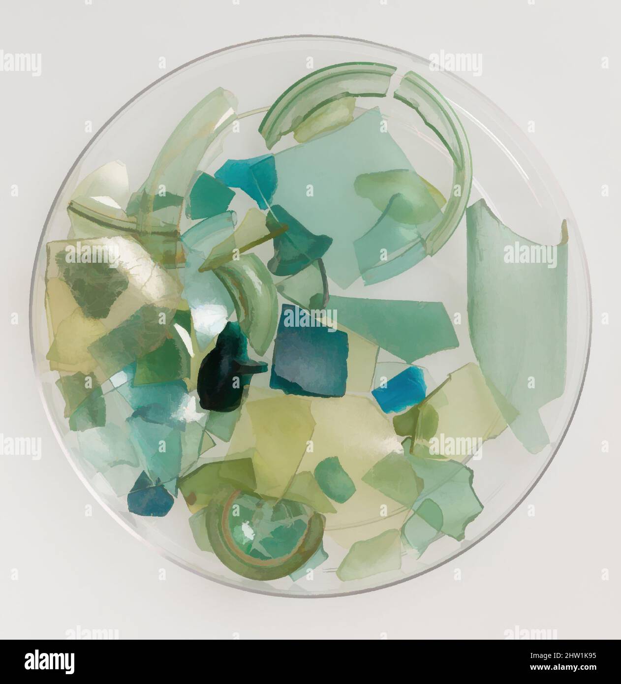 Art inspiré par les fragments de verre, 4th–7th siècle, copte, verre, stockage (boîte petrie) : diamètre 5 9/16 po. (14,2 cm), Glass-Vessels, oeuvres classiques modernisées par Artotop avec une touche de modernité. Formes, couleur et valeur, impact visuel accrocheur sur l'art émotions par la liberté d'œuvres d'art d'une manière contemporaine. Un message intemporel qui cherche une nouvelle direction créative. Artistes qui se tournent vers le support numérique et créent le NFT Artotop Banque D'Images