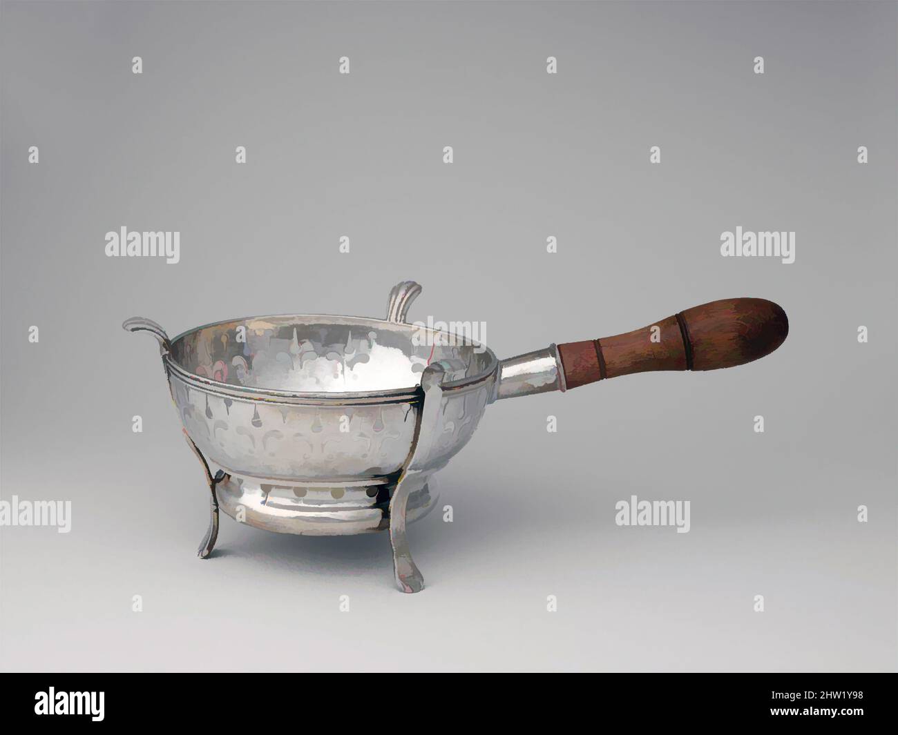 Art inspiré par le plat de frottement, env. 1725, fabriqué à New York, New York, États-Unis, américain, argent, Total : 3 13/16 x 10 1/8 po (9,7 x 25,7 cm) ; 12 oz 2 l/h (376,7 g), argent, Peter Van Dyck (1684–1750), à l'origine une forme continentale, le plat de frottement d'argent est apparu en Angleterre par, oeuvres classiques modernisées par Artotop avec une touche de modernité. Formes, couleur et valeur, impact visuel accrocheur sur l'art émotions par la liberté d'œuvres d'art d'une manière contemporaine. Un message intemporel qui cherche une nouvelle direction créative. Artistes qui se tournent vers le support numérique et créent le NFT Artotop Banque D'Images