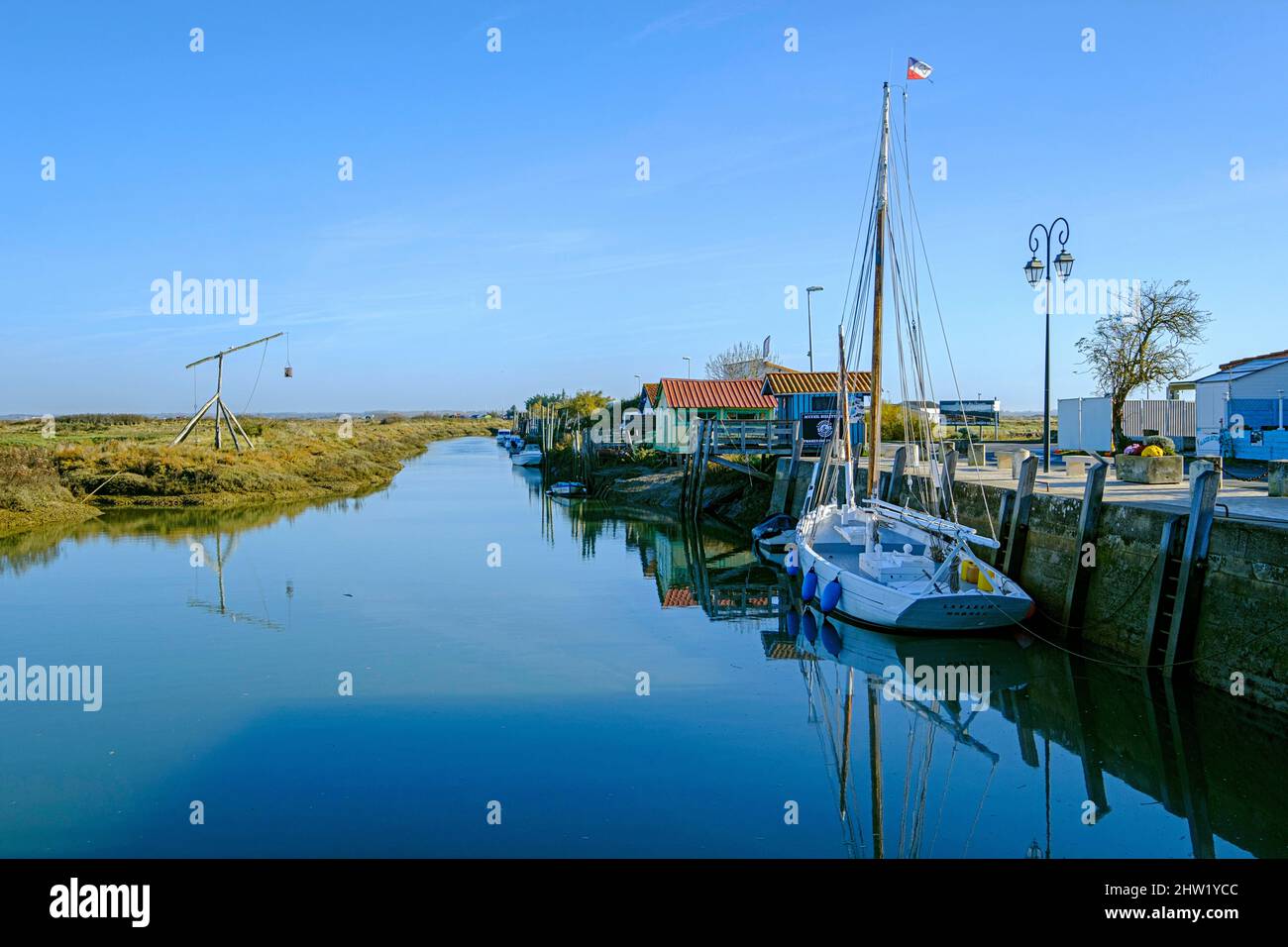 France, Charente-Maritime, Saintonge, Mornac-sur-Seudre, les plus beaux villages de France, port sur la Seudre Banque D'Images