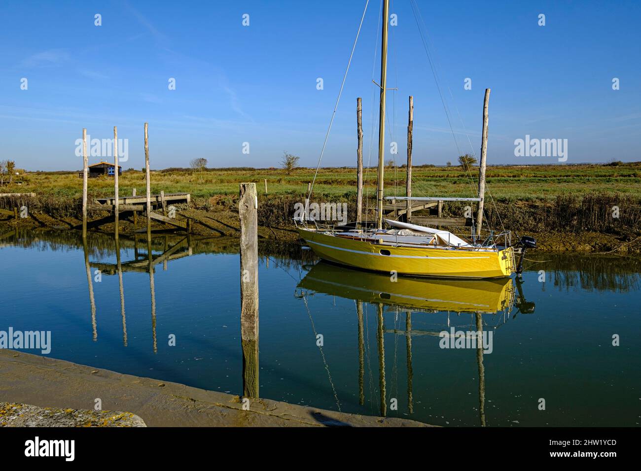 France, Charente-Maritime, Saintonge, Mornac-sur-Seudre, les plus beaux villages de France, port sur la Seudre Banque D'Images