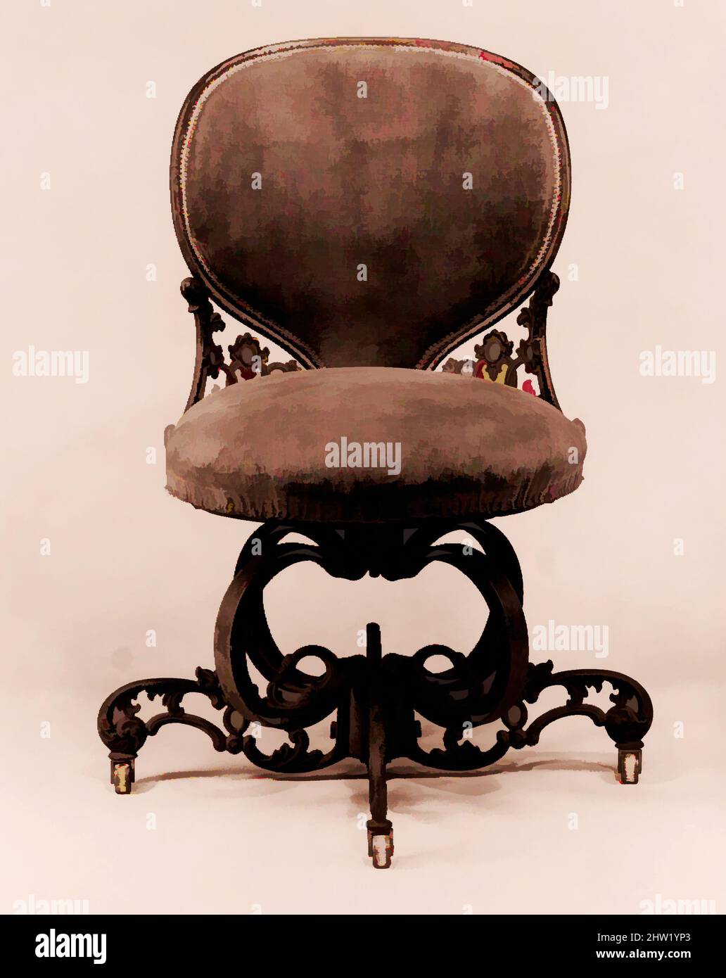 Art inspiré par un fauteuil d'extrémité, env. 1849, fabriqué à Troy, New York, États-Unis, américain, Fonte, bois, 31 1/8 x 17 3/4 po. (79,1 x 45,1 cm), mobilier, oeuvres classiques modernisées par Artotop avec une touche de modernité. Formes, couleur et valeur, impact visuel accrocheur sur l'art émotions par la liberté d'œuvres d'art d'une manière contemporaine. Un message intemporel qui cherche une nouvelle direction créative. Artistes qui se tournent vers le support numérique et créent le NFT Artotop Banque D'Images