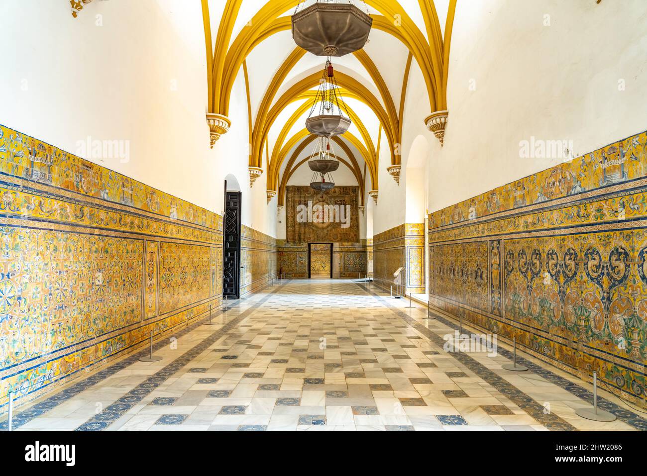 De Gotische Palast, Königspalast Alcázar, Sevilla Andalusien, Espagnol | Palais Gothique, les Alcázars royaux de Séville, Andalousie, Espagne Banque D'Images
