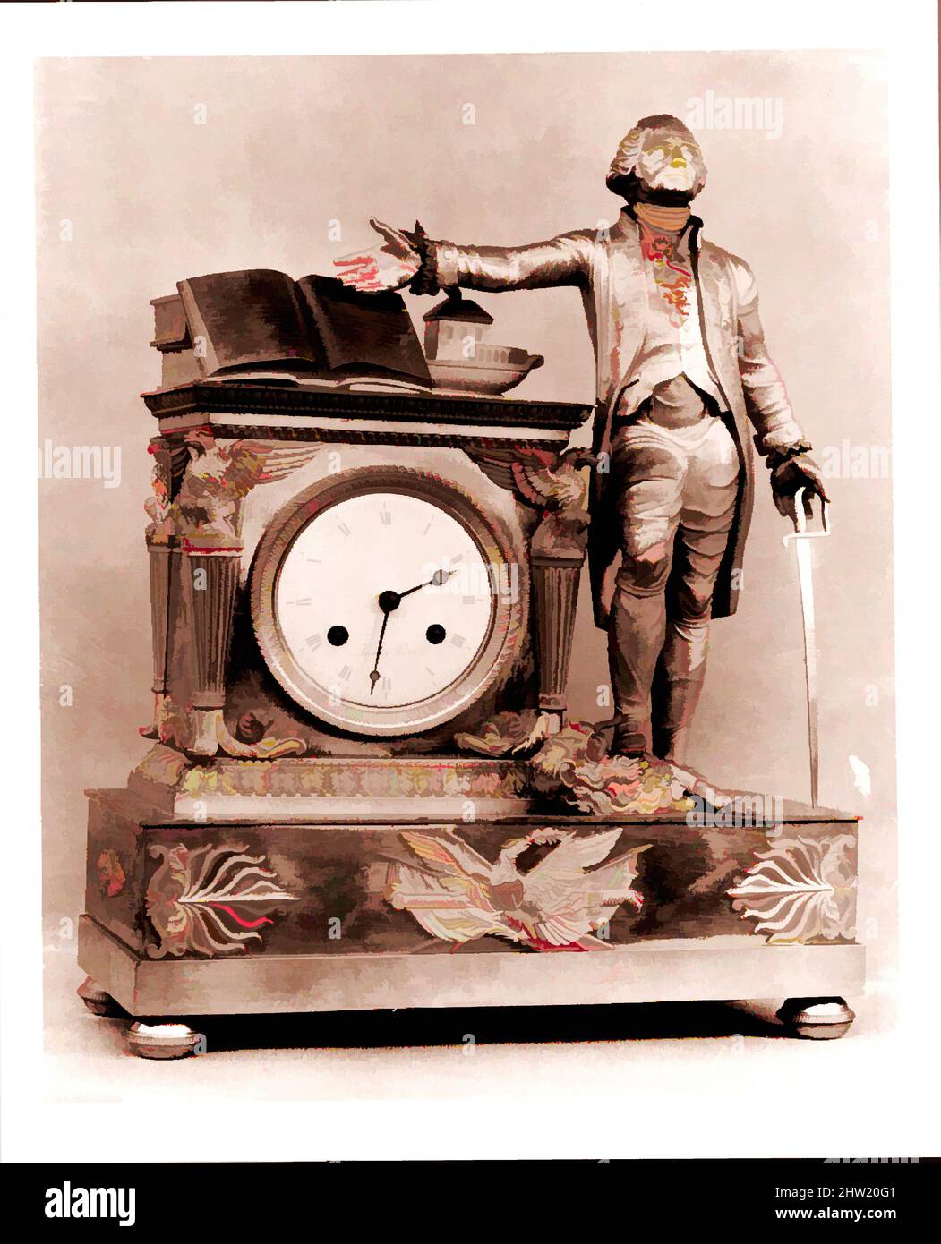 Art inspiré par l'horloge, 1800–1830, fabriqué à Paris, France, bronze doré, 16 1/2 x 12 1/2 x 5 1/4 po (41,9 x 31,8 x 13,3 cm), Métal, Jacob, oeuvres classiques modernisées par Artotop avec une touche de modernité. Formes, couleur et valeur, impact visuel accrocheur sur l'art émotions par la liberté d'œuvres d'art d'une manière contemporaine. Un message intemporel qui cherche une nouvelle direction créative. Artistes qui se tournent vers le support numérique et créent le NFT Artotop Banque D'Images