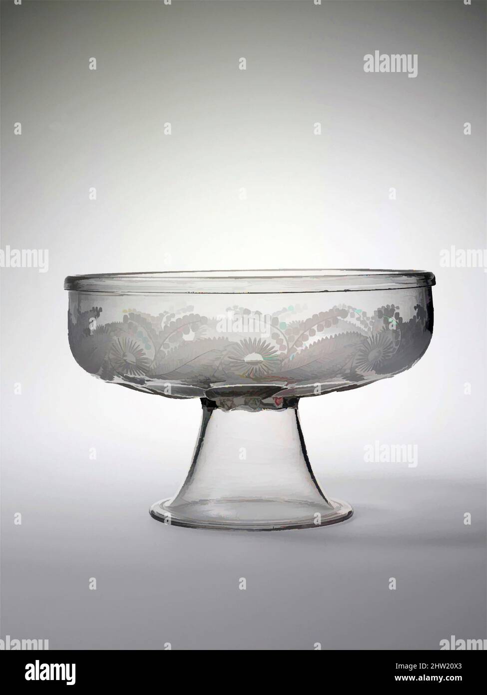 Art inspiré par Compote, 1810–25, probablement fabriqué à Pittsburgh, Pennsylvanie, États-Unis, américain, verre soufflé moulé et gravé, H. 5 3/4 po. (14,6 cm) ; diamètre 8 13/16 po (22,4 cm), Glass, Benjamin Bakewell & Co. (1809–1813) ou Bakewell, page & Bakewell (1808–1882), The rythmique, Classic œuvres modernisées par Artotop avec une touche de modernité. Formes, couleur et valeur, impact visuel accrocheur sur l'art émotions par la liberté d'œuvres d'art d'une manière contemporaine. Un message intemporel qui cherche une nouvelle direction créative. Artistes qui se tournent vers le support numérique et créent le NFT Artotop Banque D'Images