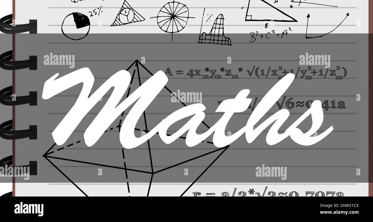 Image du texte mathématique sur les équations mathématiques dans le bloc-notes de l'école Banque D'Images
