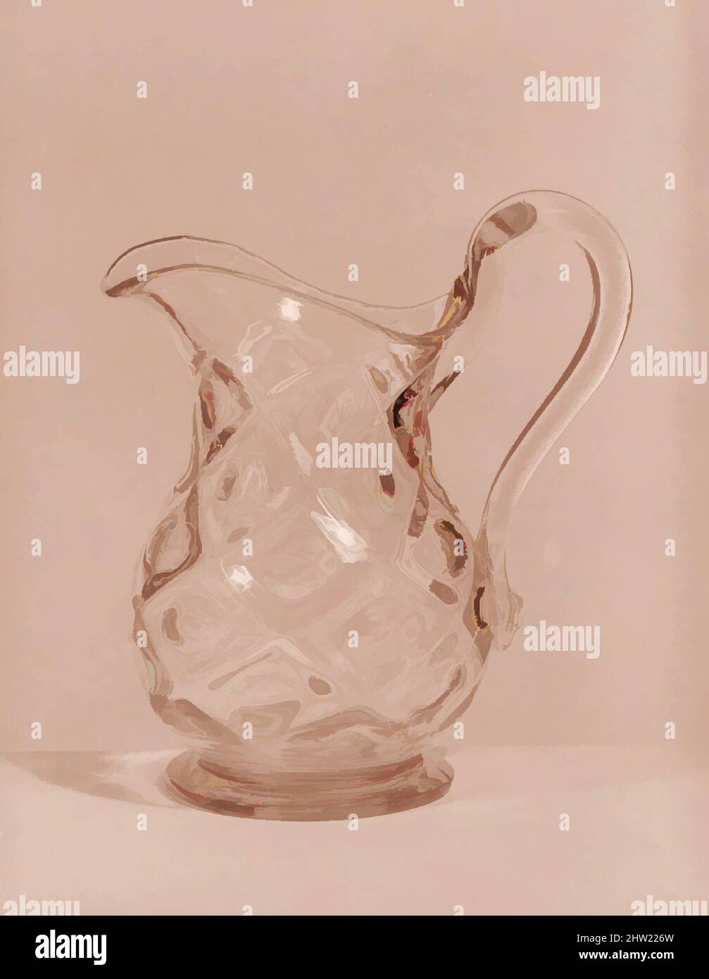 Art inspiré par Creamer, 1850–70, probablement fabriqué à Pittsburgh, Pennsylvanie, États-Unis, américain, verre pressé, Empreinte de diamant, H. 5 1/8 po. (13 cm), verre, avec le développement de nouvelles formules et techniques, la technologie de pressage du verre s'était nettement améliorée à la fin de 1840s, les œuvres classiques modernisées par Artotop avec un peu de modernité. Formes, couleur et valeur, impact visuel accrocheur sur l'art émotions par la liberté d'œuvres d'art d'une manière contemporaine. Un message intemporel qui cherche une nouvelle direction créative. Artistes qui se tournent vers le support numérique et créent le NFT Artotop Banque D'Images