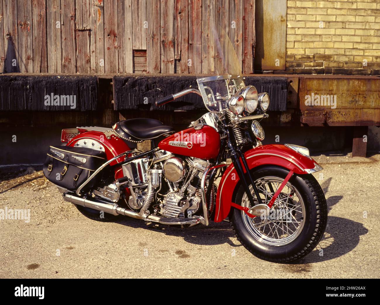 1948 Harley Davidson FL sur la chaussée Banque D'Images