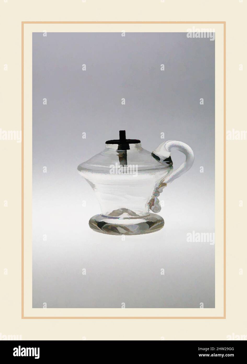 Art inspiré par Whale Oil Lamp, 1830–50, verre au plomb soufflé, H. 2 7/8 po. (7,3 cm), verre, oeuvres classiques modernisées par Artotop avec une touche de modernité. Formes, couleur et valeur, impact visuel accrocheur sur l'art émotions par la liberté d'œuvres d'art d'une manière contemporaine. Un message intemporel qui cherche une nouvelle direction créative. Artistes qui se tournent vers le support numérique et créent le NFT Artotop Banque D'Images