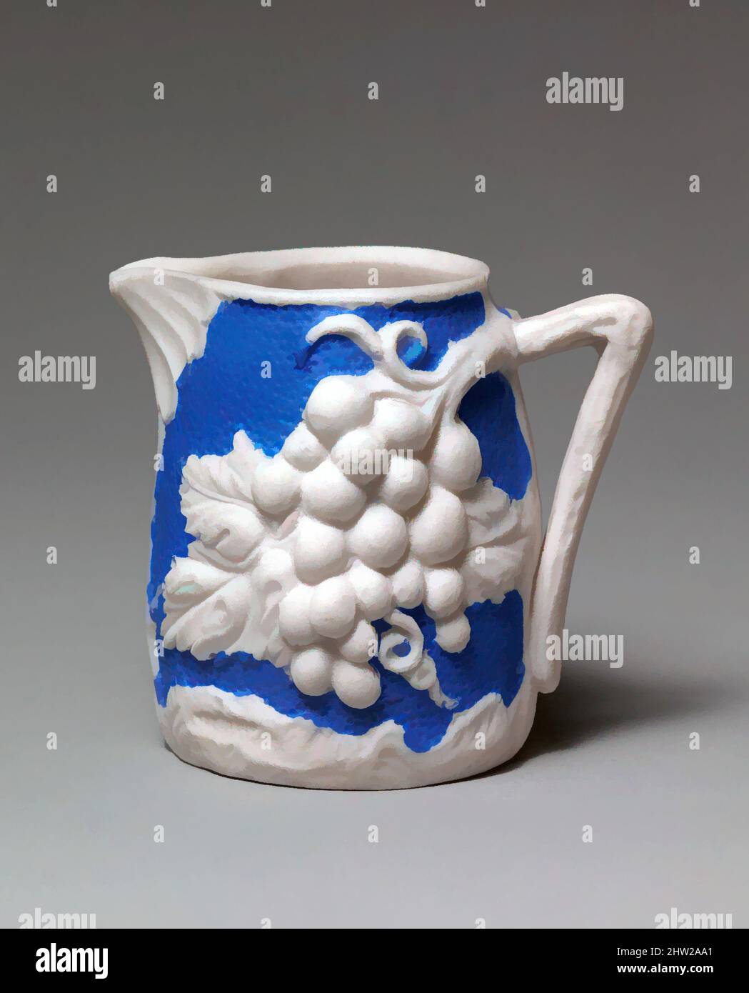 Art inspiré par Pitcher, 1830–70, probablement fabriqué à Bennington, Vermont, États-Unis, américain, porcelaine mariale, 2 x 2 5/16 x 1 15/16 po (5,1 x 5,9 x 4,9 cm), céramique, œuvres classiques modernisées par Artotop avec une touche de modernité. Formes, couleur et valeur, impact visuel accrocheur sur l'art émotions par la liberté d'œuvres d'art d'une manière contemporaine. Un message intemporel qui cherche une nouvelle direction créative. Artistes qui se tournent vers le support numérique et créent le NFT Artotop Banque D'Images