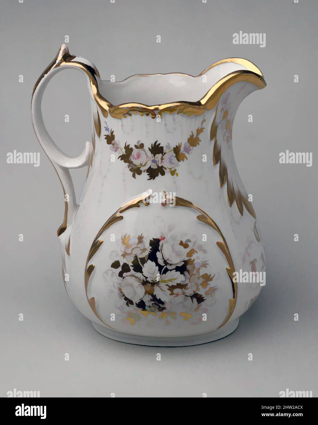 Art inspiré par Pitcher, 1861, fabriqué à East Liverpool, Ohio, États-Unis, American, porcelaine, H. 10 3/4 po (27,3 cm), céramique, oeuvres classiques modernisées par Artotop avec une touche de modernité. Formes, couleur et valeur, impact visuel accrocheur sur l'art émotions par la liberté d'œuvres d'art d'une manière contemporaine. Un message intemporel qui cherche une nouvelle direction créative. Artistes qui se tournent vers le support numérique et créent le NFT Artotop Banque D'Images