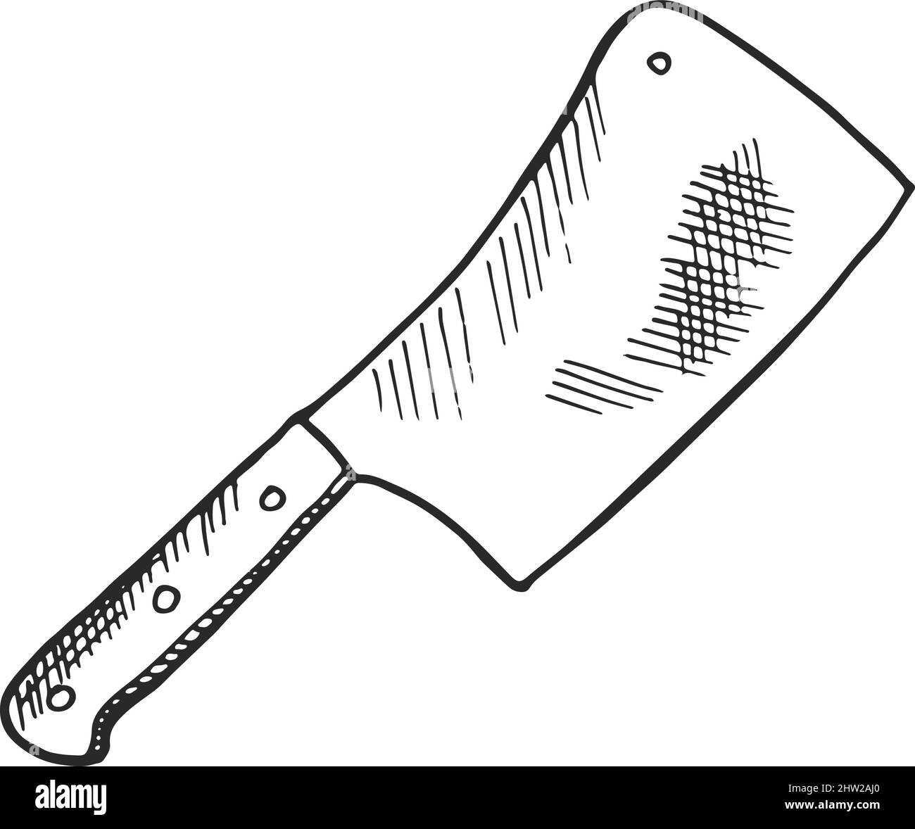 Sketch de Cleaver. Couteau pour hacher la viande Illustration de Vecteur