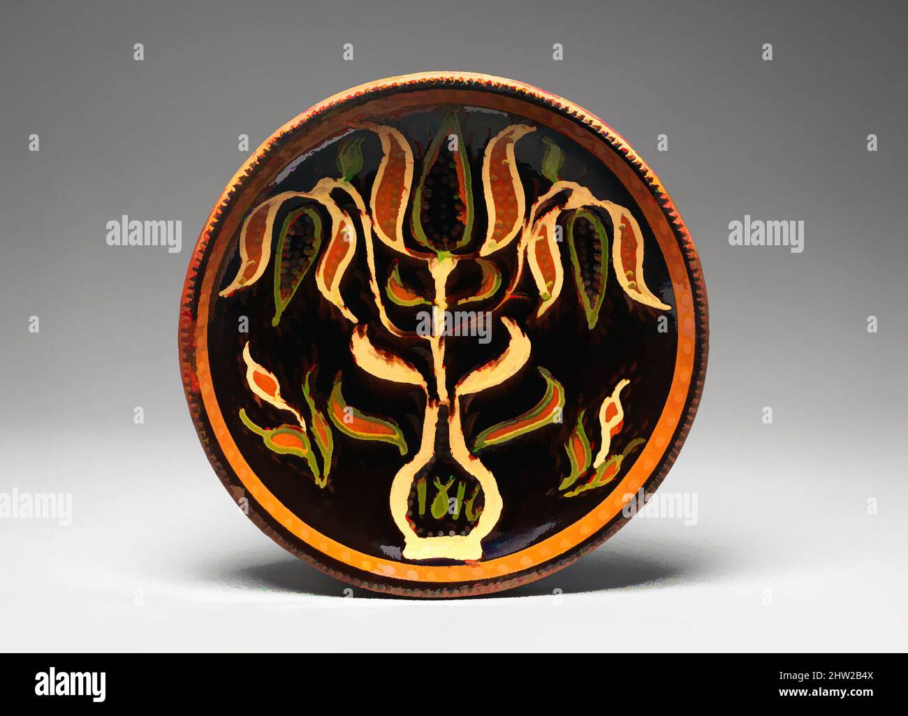 Art inspiré par plate, 1816, fabriqué dans le comté de Berks, Pennsylvanie, États-Unis, américain, faïence; Redware, 9 1/2 po (24,1 cm), céramique, attribuée à Solomon Grimm (1787–1847, oeuvres classiques modernisées par Artotop avec une touche de modernité. Formes, couleur et valeur, impact visuel accrocheur sur l'art émotions par la liberté d'œuvres d'art d'une manière contemporaine. Un message intemporel qui cherche une nouvelle direction créative. Artistes qui se tournent vers le support numérique et créent le NFT Artotop Banque D'Images