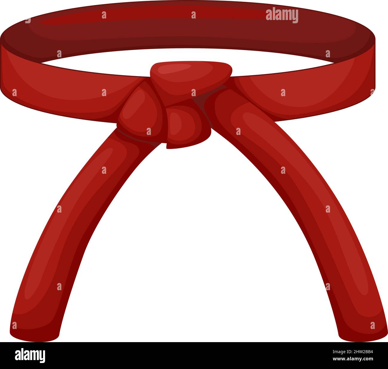 Courroie de karaté de couleur rouge isolée sur fond blanc. Design emblématique de l'art martial japonais dans un style plat. Illustration vectorielle. Illustration de Vecteur