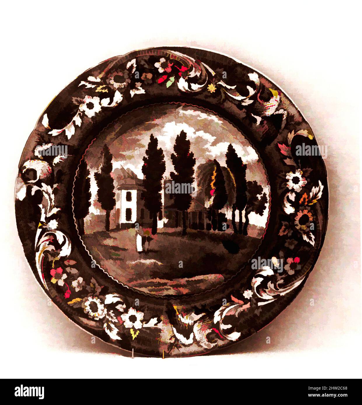 Art inspiré par plate, env. 1822 environ 1836, fabriqué à Staffordshire, Stoke-on-Trent, Angleterre, Royaume-Uni (marché américain), Faïence, imprimé transvasé, diam. 7 3/4 po (19,7 cm), céramique, Joseph Stubbs (active ca. 1822–36, œuvres classiques modernisées par Artotop avec une touche de modernité. Formes, couleur et valeur, impact visuel accrocheur sur l'art émotions par la liberté d'œuvres d'art d'une manière contemporaine. Un message intemporel qui cherche une nouvelle direction créative. Artistes qui se tournent vers le support numérique et créent le NFT Artotop Banque D'Images