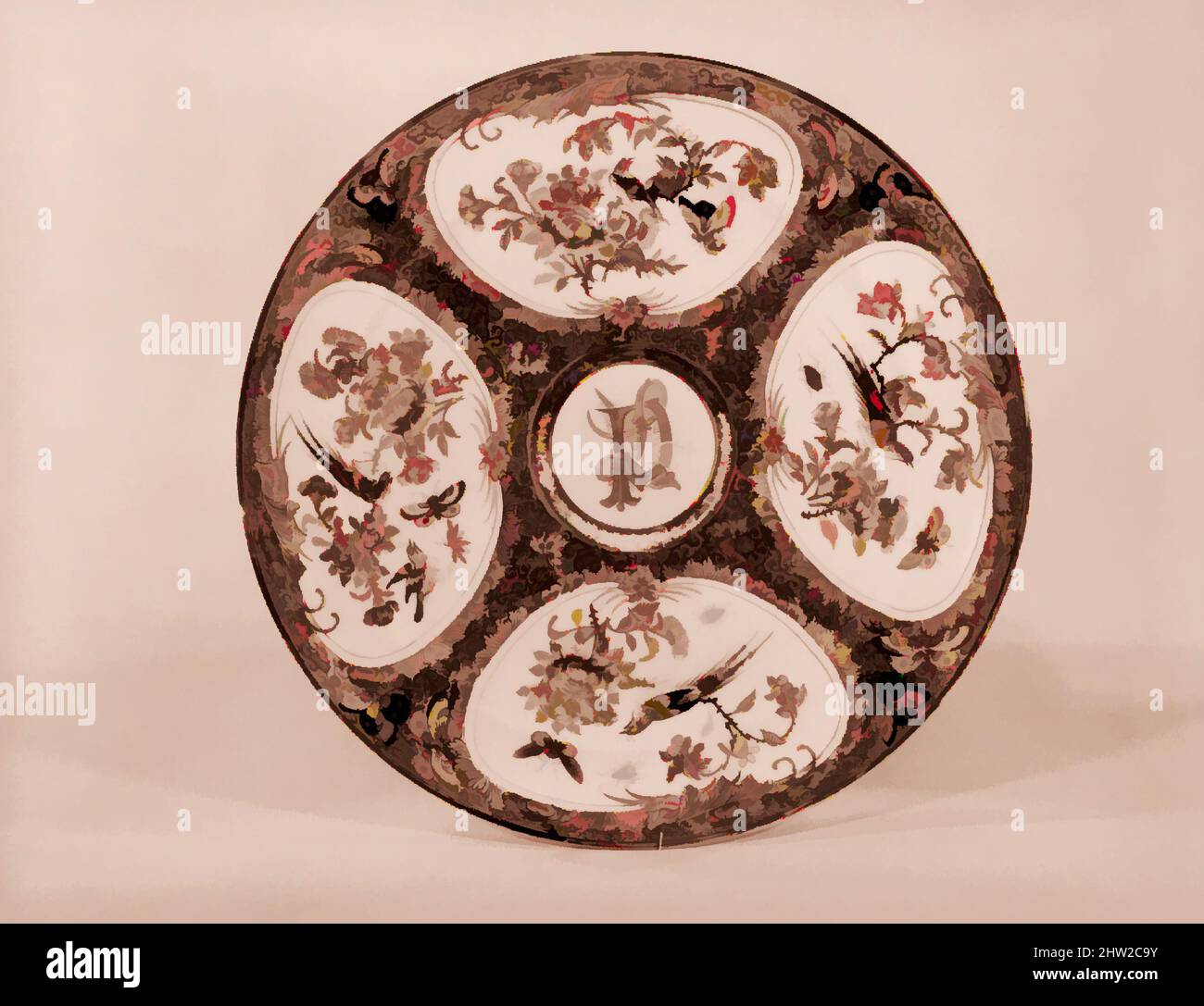 Art inspiré par plate, env. 1860–66, fabriqué en Chine, pour le marché américain, porcelaine, Diam. 9 1/2 po (24,1 cm), céramique, oeuvres classiques modernisées par Artotop avec une touche de modernité. Formes, couleur et valeur, impact visuel accrocheur sur l'art émotions par la liberté d'œuvres d'art d'une manière contemporaine. Un message intemporel qui cherche une nouvelle direction créative. Artistes qui se tournent vers le support numérique et créent le NFT Artotop Banque D'Images