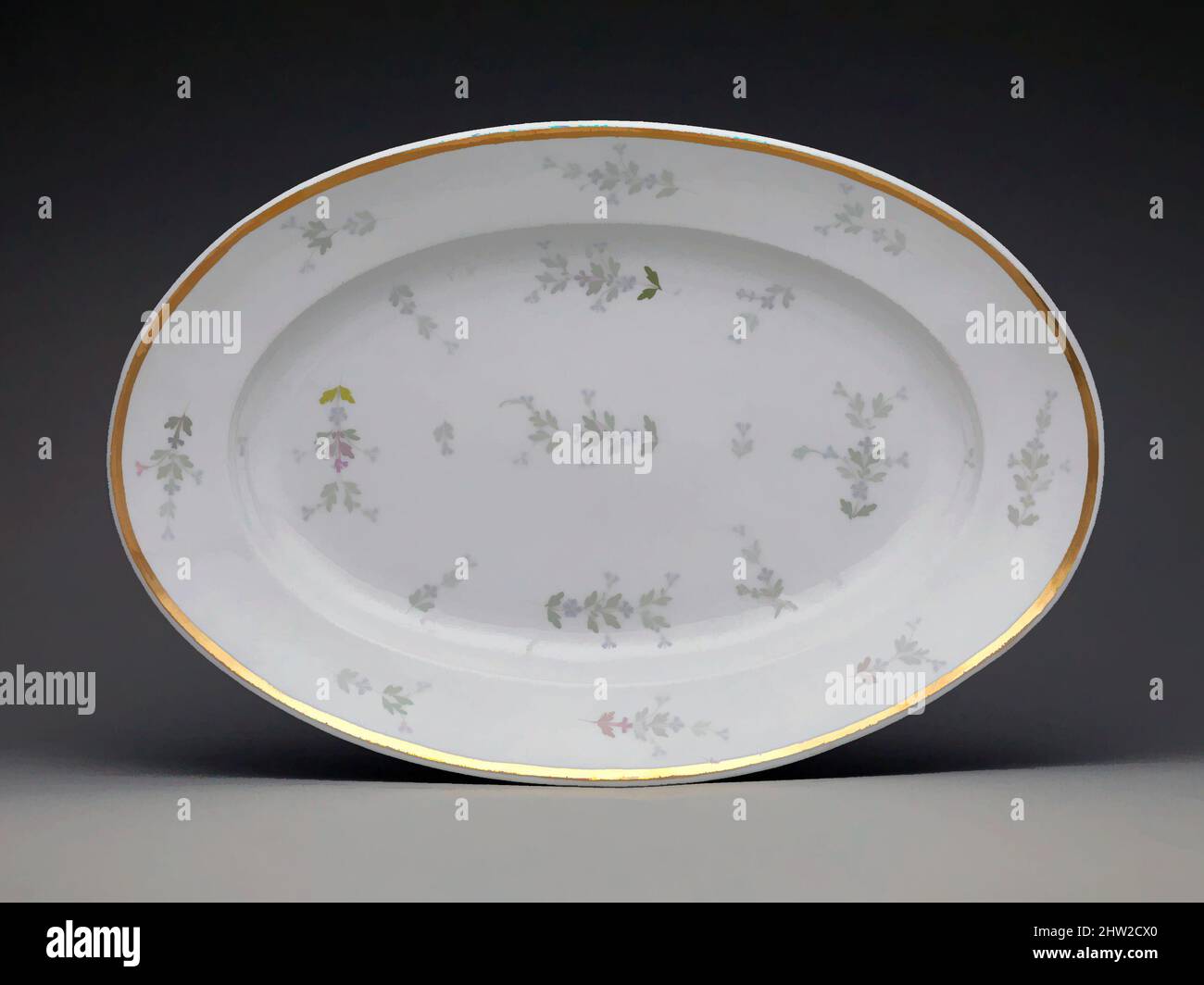 Art inspiré par Platter, 1815–30, fabriqué à Paris, France, français, Porcelaine, 2 7/8 x 19 3/8 x 13 1/16 po (7,3 x 49,2 x 33,2 cm), céramique, œuvres classiques modernisées par Artotop avec une touche de modernité. Formes, couleur et valeur, impact visuel accrocheur sur l'art émotions par la liberté d'œuvres d'art d'une manière contemporaine. Un message intemporel qui cherche une nouvelle direction créative. Artistes qui se tournent vers le support numérique et créent le NFT Artotop Banque D'Images