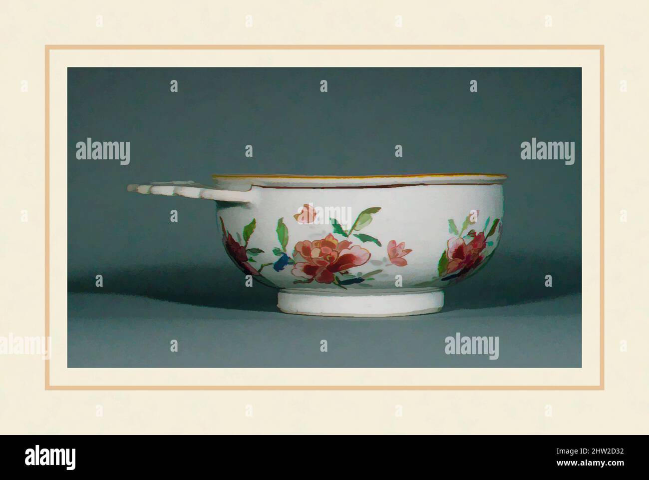 Art inspiré par Porringer, 1735–40, fabriqué en Chine, chinois, porcelaine, H. 2 3/16 po (5,6 cm), céramique, oeuvres classiques modernisées par Artotop avec une touche de modernité. Formes, couleur et valeur, impact visuel accrocheur sur l'art émotions par la liberté d'œuvres d'art d'une manière contemporaine. Un message intemporel qui cherche une nouvelle direction créative. Artistes qui se tournent vers le support numérique et créent le NFT Artotop Banque D'Images
