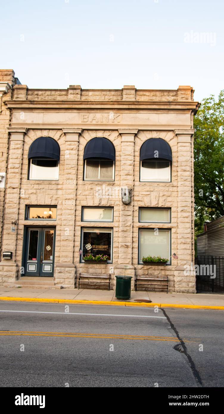 Rues et magasins de Cedarburg, Wisconsin, États-Unis. Cedarburg est une ville du comté d'Ozaukee, Wisconsin, États-Unis. Banque D'Images