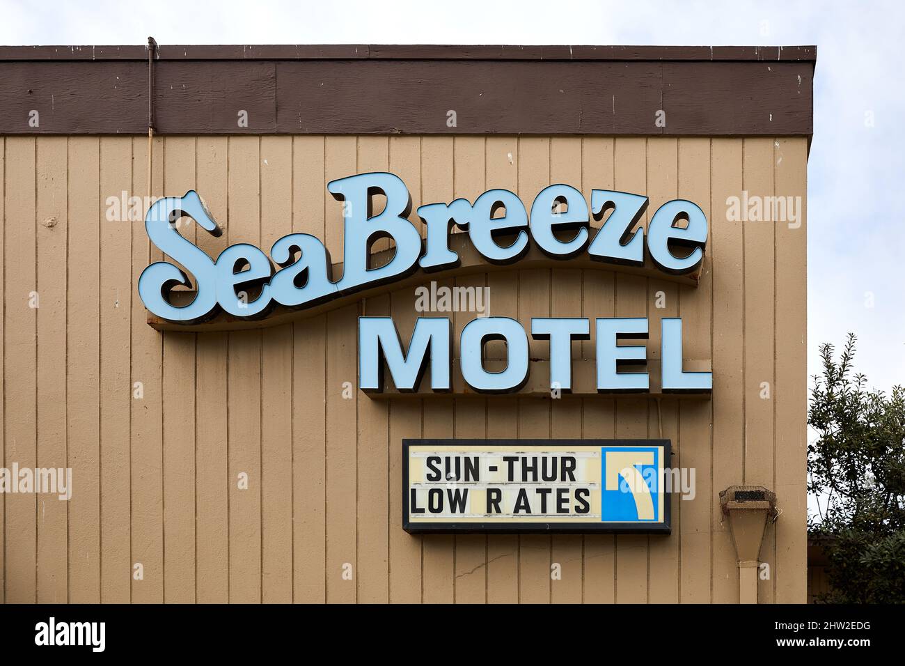 Panneau Sea Breeze Motel, Pacifica, Californie, États-Unis Banque D'Images
