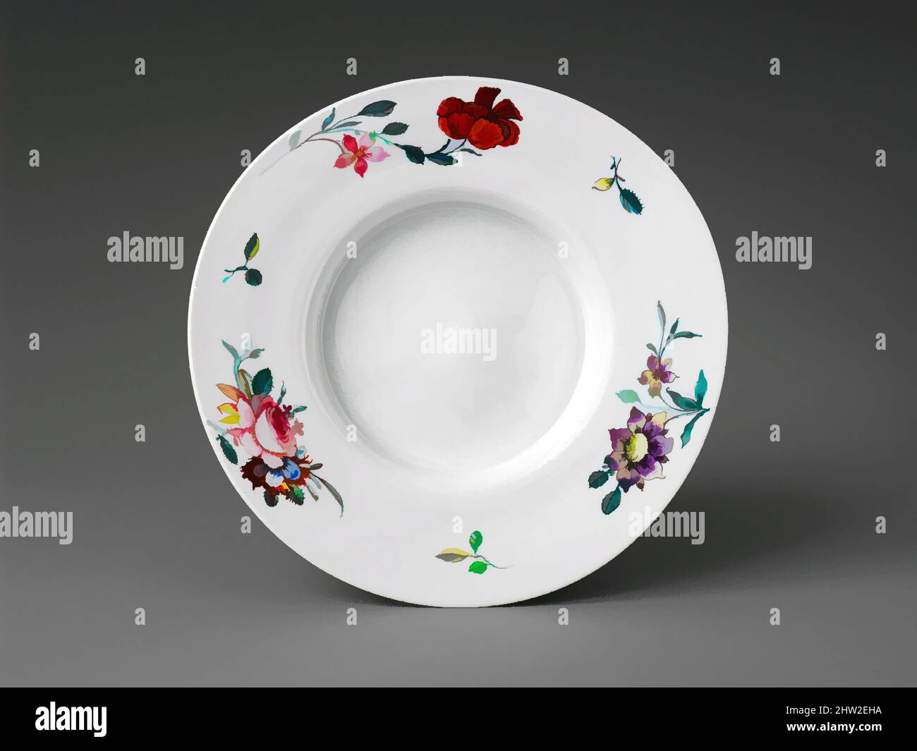 Art inspiré par la soucoupe, 1760–70, probablement fabriqué à Bristol, Bristol, Angleterre, Britannique, verre opaque avec décoration en émail, Diam. 6 po (15,2 cm), verre, oeuvres classiques modernisées par Artotop avec une touche de modernité. Formes, couleur et valeur, impact visuel accrocheur sur l'art émotions par la liberté d'œuvres d'art d'une manière contemporaine. Un message intemporel qui cherche une nouvelle direction créative. Artistes qui se tournent vers le support numérique et créent le NFT Artotop Banque D'Images