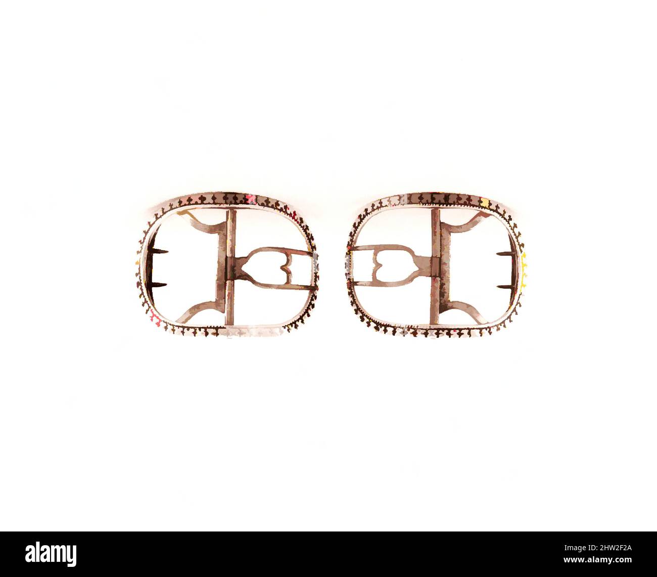 Art inspiré par Shoe Buckle, 1770–1800, fabriqué à Philadelphie, Pennsylvanie, États-Unis, Américain, argent, acier, 2 1/2 x 1 7/8 po. (6,4 x 4,8 cm), argent, Joseph Richardson Jr. (1752–1831, œuvres classiques modernisées par Artotop avec une touche de modernité. Formes, couleur et valeur, impact visuel accrocheur sur l'art émotions par la liberté d'œuvres d'art d'une manière contemporaine. Un message intemporel qui cherche une nouvelle direction créative. Artistes qui se tournent vers le support numérique et créent le NFT Artotop Banque D'Images