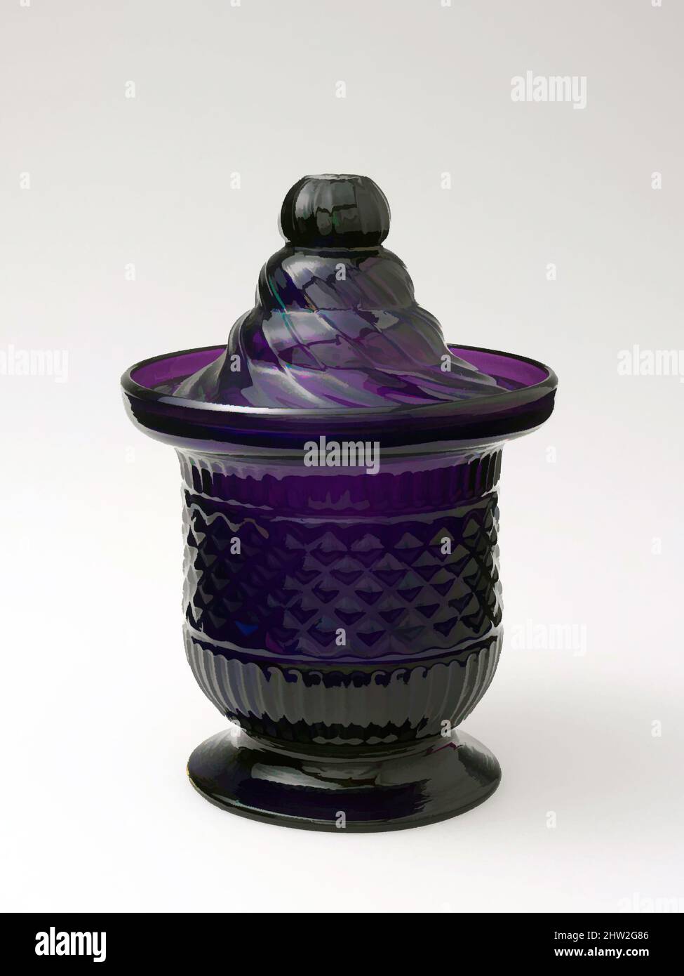 Art inspiré par Sugar Bowl, 1820–45, probablement fabriqué en Ohio, États-Unis, américain, verre soufflé moulé, H. 6 po. (15,2 cm), verre, oeuvres classiques modernisées par Artotop avec une touche de modernité. Formes, couleur et valeur, impact visuel accrocheur sur l'art émotions par la liberté d'œuvres d'art d'une manière contemporaine. Un message intemporel qui cherche une nouvelle direction créative. Artistes qui se tournent vers le support numérique et créent le NFT Artotop Banque D'Images