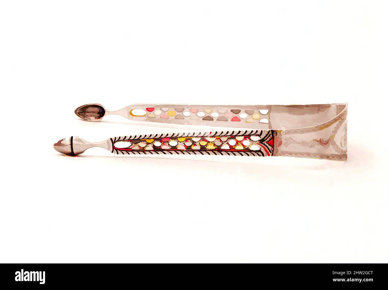Art inspiré par les pinces à sucre, 1775–85, fabriqué à Philadelphie, Pennsylvanie, États-Unis, Américain, argent, L. 6 1/4 po (15,9 cm), argent, probablement Benjamin Lemar (Lamar) (actif ca. 1775–1785, œuvres classiques modernisées par Artotop avec une touche de modernité. Formes, couleur et valeur, impact visuel accrocheur sur l'art émotions par la liberté d'œuvres d'art d'une manière contemporaine. Un message intemporel qui cherche une nouvelle direction créative. Artistes qui se tournent vers le support numérique et créent le NFT Artotop Banque D'Images