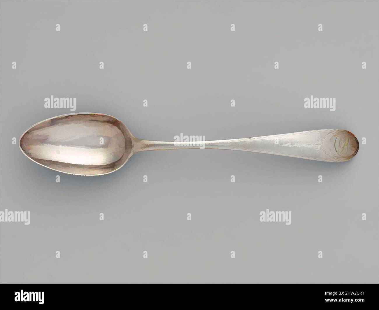 Art inspiré par Table Spoon, 1780–90, fabriqué à New York, New York, États-Unis, américain, argent, L. 9 1/4 po (23,5 cm), argent, Benjamin Halsted (1734–1817, oeuvres classiques modernisées par Artotop avec une touche de modernité. Formes, couleur et valeur, impact visuel accrocheur sur l'art émotions par la liberté d'œuvres d'art d'une manière contemporaine. Un message intemporel qui cherche une nouvelle direction créative. Artistes qui se tournent vers le support numérique et créent le NFT Artotop Banque D'Images