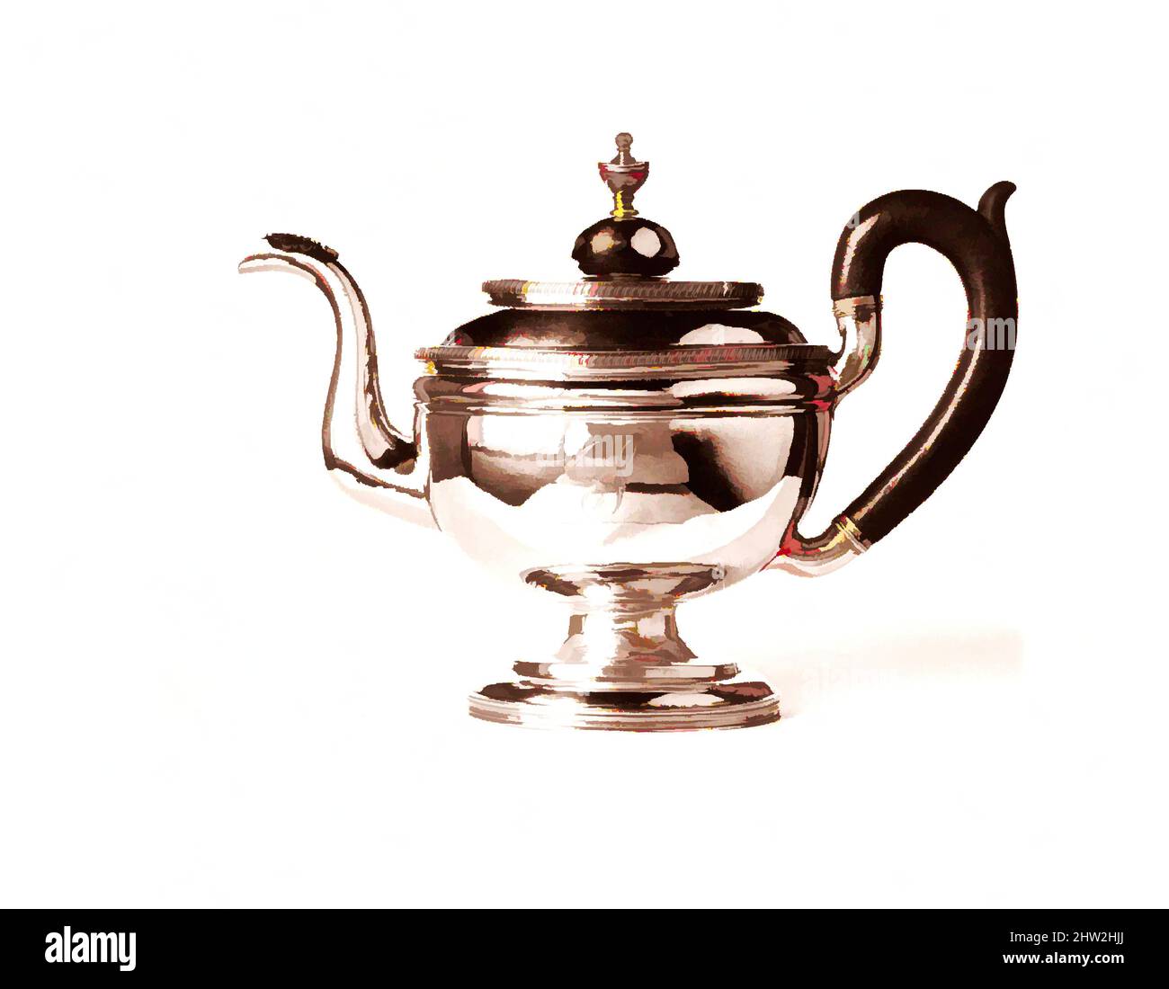 Art inspiré par Teapot, 1810–30, fabriqué à Philadelphie, Pennsylvanie, États-Unis, Américain, argent, 8 1/2 x 11 3/8 x 4 5/8 cm (21,6 x 28,9 x 11,7 cm) ; 22 oz. 11 l/h (701,5 g), argent, Joseph Warner (active ca. 1811–50, œuvres classiques modernisées par Artotop avec une touche de modernité. Formes, couleur et valeur, impact visuel accrocheur sur l'art émotions par la liberté d'œuvres d'art d'une manière contemporaine. Un message intemporel qui cherche une nouvelle direction créative. Artistes qui se tournent vers le support numérique et créent le NFT Artotop Banque D'Images