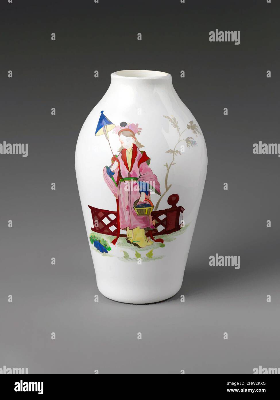 Art inspiré par vase, 1755–65, probablement fabriqué à Bristol, Bristol, Angleterre, Britannique, verre opaque avec décoration en émail, H. 5 po. (12,7 cm), verre, oeuvres classiques modernisées par Artotop avec une touche de modernité. Formes, couleur et valeur, impact visuel accrocheur sur l'art émotions par la liberté d'œuvres d'art d'une manière contemporaine. Un message intemporel qui cherche une nouvelle direction créative. Artistes qui se tournent vers le support numérique et créent le NFT Artotop Banque D'Images