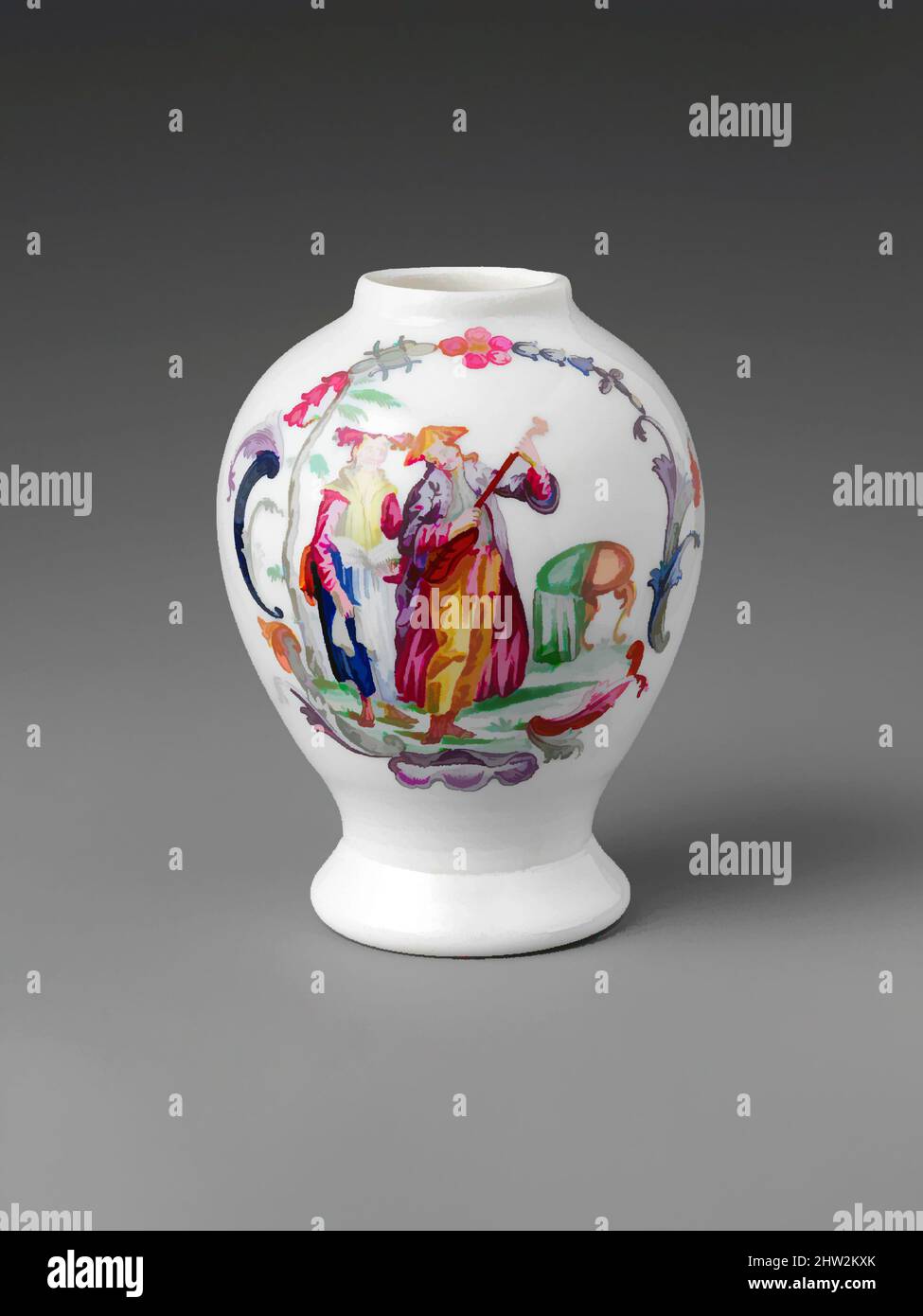 Art inspiré par vase, env. 1760, probablement fabriqué à Bristol, Bristol, Angleterre, Britannique, verre opaque avec décoration en émail, H. 4 po. (10,2 cm), verre, oeuvres classiques modernisées par Artotop avec une touche de modernité. Formes, couleur et valeur, impact visuel accrocheur sur l'art émotions par la liberté d'œuvres d'art d'une manière contemporaine. Un message intemporel qui cherche une nouvelle direction créative. Artistes qui se tournent vers le support numérique et créent le NFT Artotop Banque D'Images