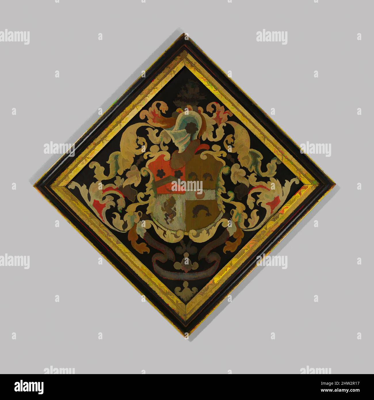 Art inspiré par la famille Duncan Coat of Arms, env. 1790, fabriqué à Boston, Massachusetts, États-Unis, américain, Soie et fil métallique brodés sur sol en soie, environ 18 po (45,7 cm), textiles, Sarah Duncan (1775–1835, œuvres classiques modernisées par Artotop avec une touche de modernité. Formes, couleur et valeur, impact visuel accrocheur sur l'art émotions par la liberté d'œuvres d'art d'une manière contemporaine. Un message intemporel qui cherche une nouvelle direction créative. Artistes qui se tournent vers le support numérique et créent le NFT Artotop Banque D'Images