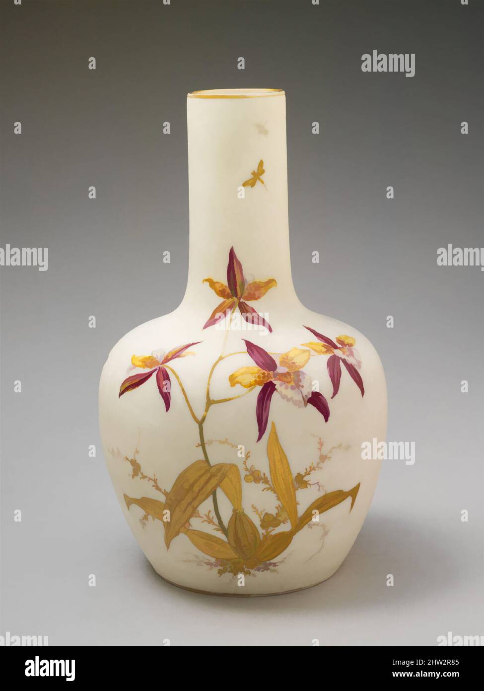 Art inspiré par vase, 1887–1905, fabriqué à Trenton, New Jersey, États-Unis, Américain, porcelaine, environ H. 11 po (27,9 cm), céramique, Willets Manufacturing Company (1879–1908), les fleurs d'orchidées sur ce vase luxueux, qui était destiné comme objet à exposer, ont été, les œuvres classiques modernisées par Artotop avec un peu de modernité. Formes, couleur et valeur, impact visuel accrocheur sur l'art émotions par la liberté d'œuvres d'art d'une manière contemporaine. Un message intemporel qui cherche une nouvelle direction créative. Artistes qui se tournent vers le support numérique et créent le NFT Artotop Banque D'Images