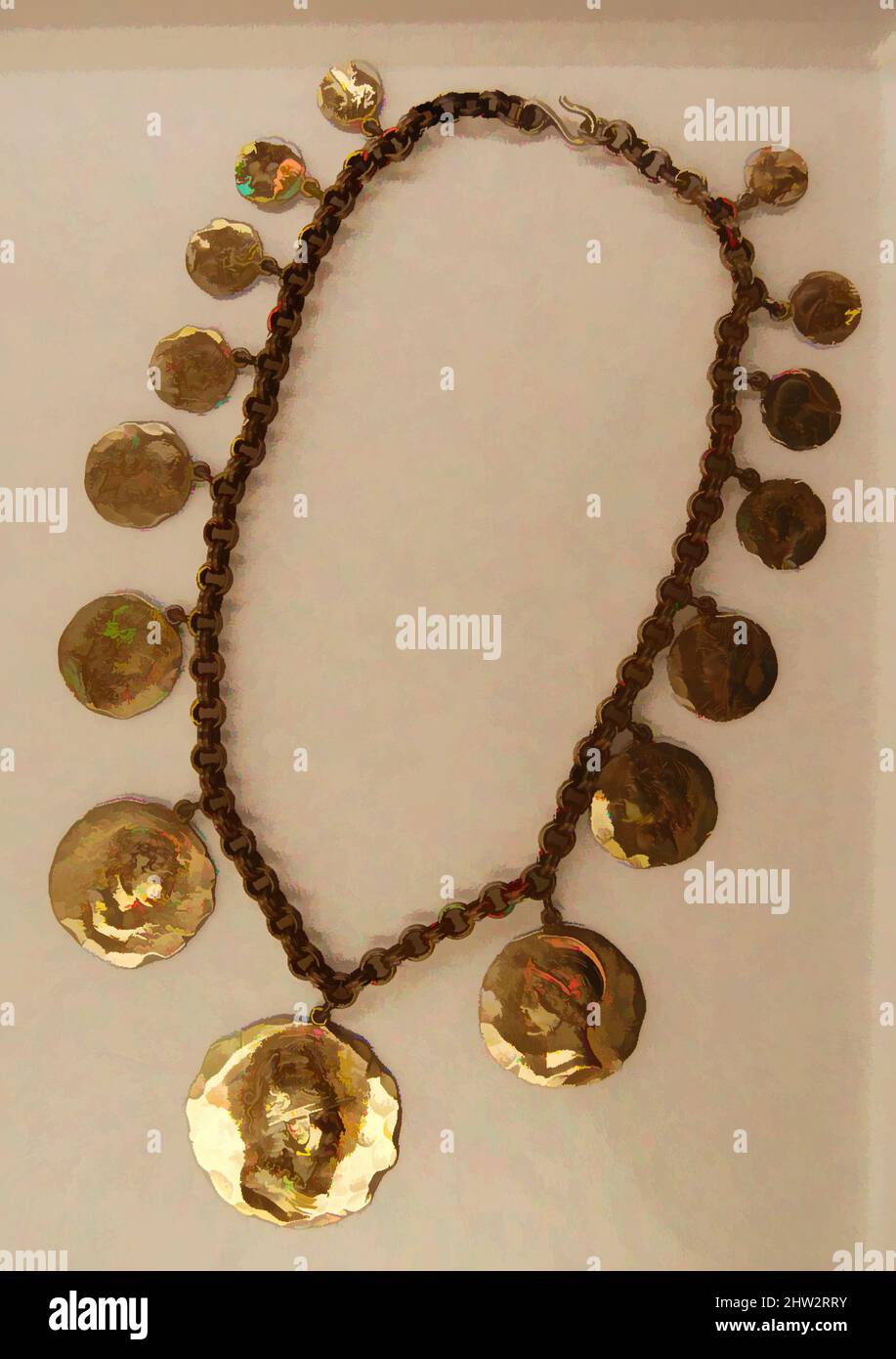 Art inspiré par collier, env. 1880, fabriqué à New York, New York,  États-Unis, américain, doré argent et argent, 16 po. (40,6 cm), Jewellery,  George W. Shiebler & Co. (1876–1907), ce collier à