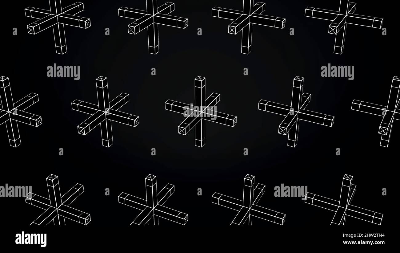 Animation abstraite du mouvement des formes géométriques sur fond noir.Formes géométriquement complexes. Banque D'Images