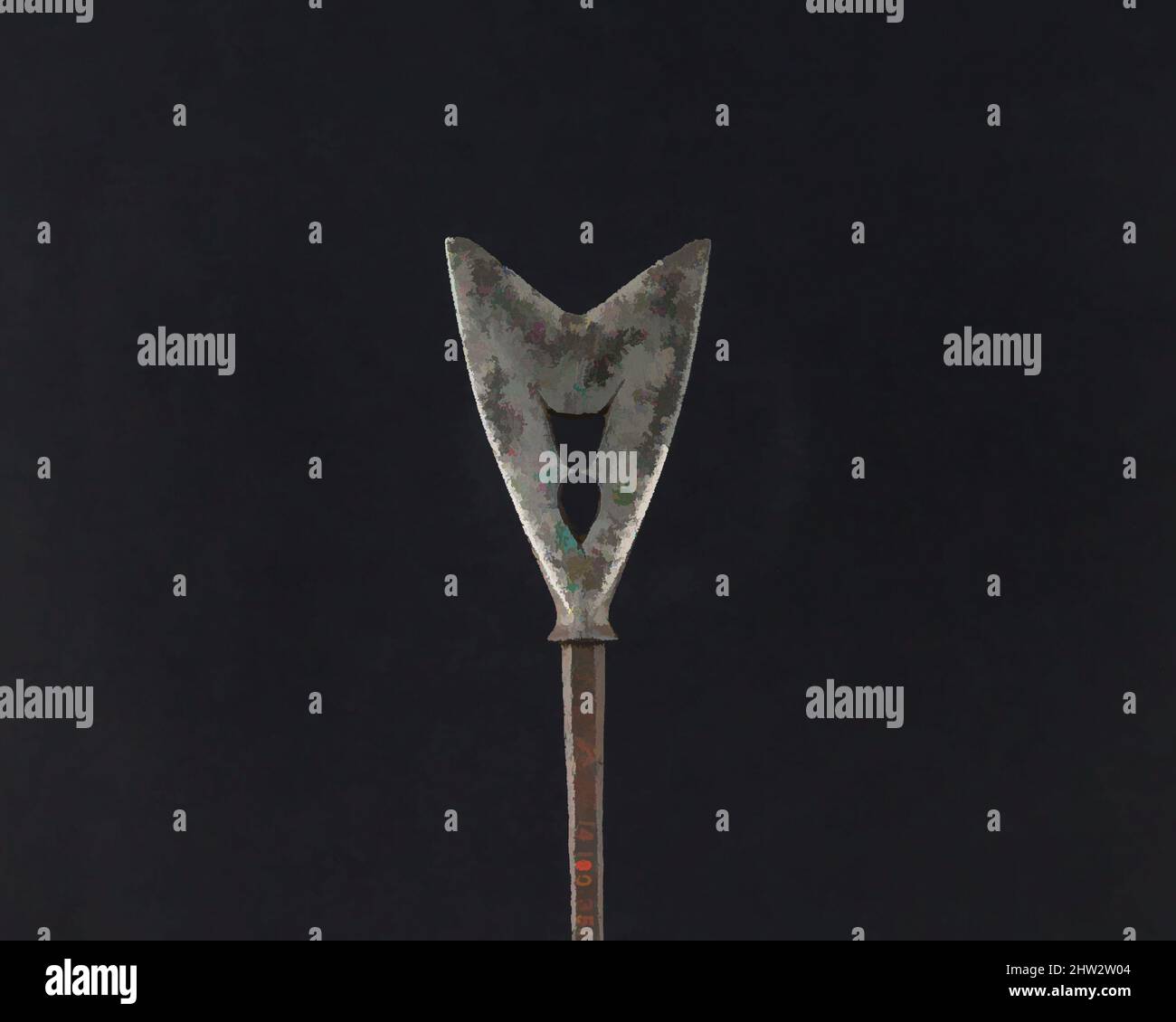 Art inspiré par Arrowhead (Yanonē), 13th–18th Century, japonais, Steel, L. 8 po. (20,3 cm) ; L. de la tête 2 po. (5,1 cm) ; avec 1 1/4 po (3,2 cm) ; poids 1 oz (2,5 g), matériel de tir à l'arc - pointes de flèches, oeuvres classiques modernisées par Artotop avec un peu de modernité. Formes, couleur et valeur, impact visuel accrocheur sur l'art émotions par la liberté d'œuvres d'art d'une manière contemporaine. Un message intemporel qui cherche une nouvelle direction créative. Artistes qui se tournent vers le support numérique et créent le NFT Artotop Banque D'Images