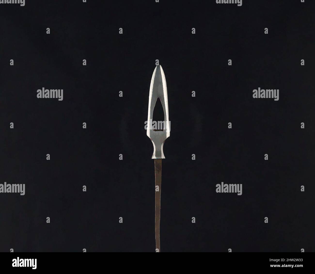 Art inspiré par Arrowhead (Yanonē), 18th siècle, japonais, acier, L. 5 3/4 po. (14,6 cm) ; L. de la tête 2 po. (5,1 cm) ; avec 1/2 po (1,3 cm) ; poids 0,3 oz (8,5 g), matériel de tir à l'arc - pointes de flèches, oeuvres classiques modernisées par Artotop avec un peu de modernité. Formes, couleur et valeur, impact visuel accrocheur sur l'art émotions par la liberté d'œuvres d'art d'une manière contemporaine. Un message intemporel qui cherche une nouvelle direction créative. Artistes qui se tournent vers le support numérique et créent le NFT Artotop Banque D'Images