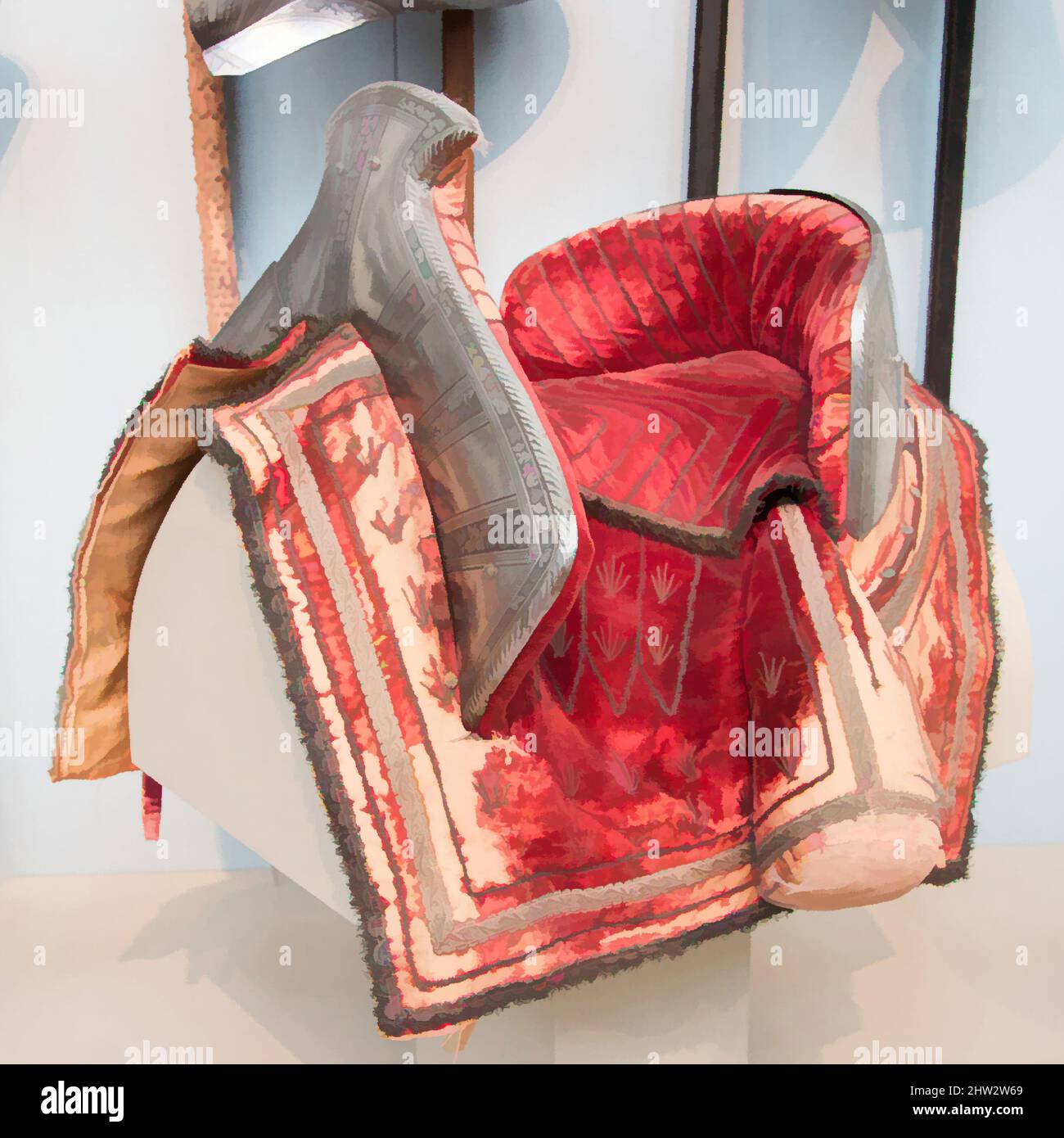 Art inspiré par un jeu d'aciers à cheval, env. 1570, italien, acier, 27,14a ; H. 8 1/2 po. (21,6 cm) ; avec 11 1/4 po (28,6 cm) ; poids 9 oz (255,1 g) ; 27,14b ; H. 10 1/4 po. (26 cm) ; avec 6 1/2 po (16,5 cm) ; poids 7,7 oz (218,3 g) ; 27,14c ; H. 10 1/4 po. (26 cm) ; avec 6 1/2 po (16,5 cm) ; poids 6,3 oz, œuvres classiques modernisées par Artotop avec une touche de modernité. Formes, couleur et valeur, impact visuel accrocheur sur l'art émotions par la liberté d'œuvres d'art d'une manière contemporaine. Un message intemporel qui cherche une nouvelle direction créative. Artistes qui se tournent vers le support numérique et créent le NFT Artotop Banque D'Images