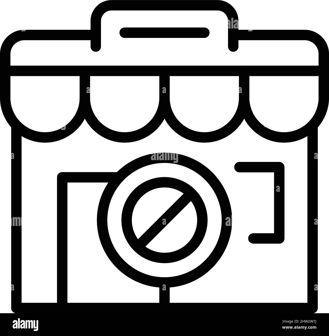 Vecteur de contour de l'icône de magasin de quarantaine. Virus des personnes. Travail social Illustration de Vecteur