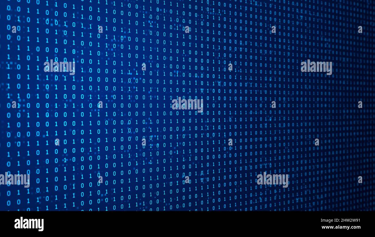 Illustration de l'exécution de codes binaires sur fond bleu Banque D'Images