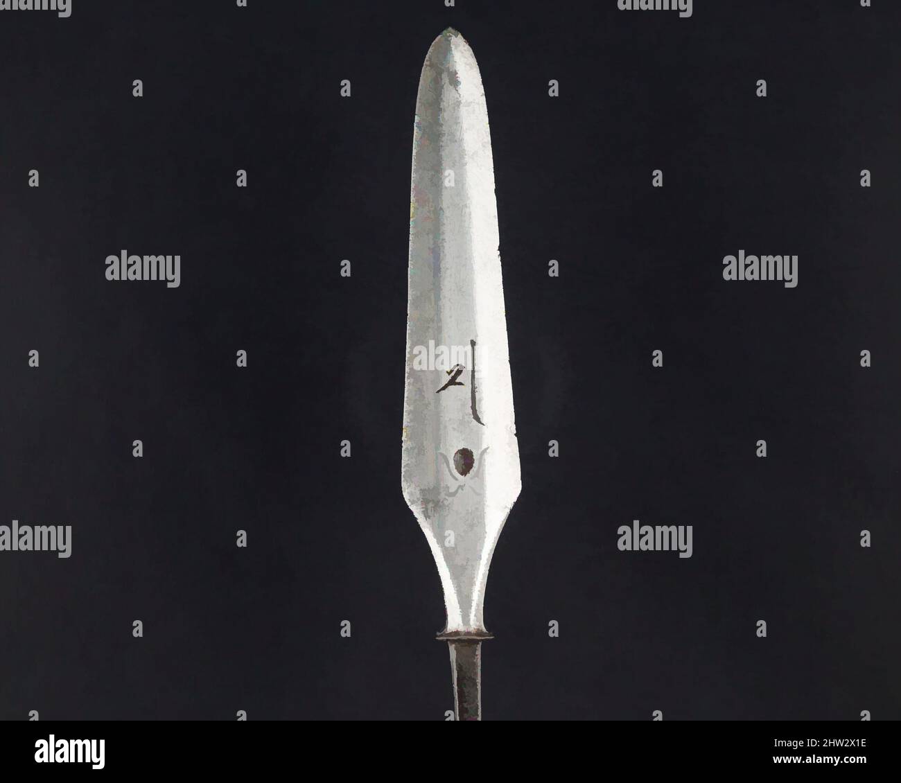 Art inspiré par Arrowhead (Yanonē), 18th siècle, japonais, acier, L. 12 po. (30,5 cm) ; L. de la tête 4 7/8 po. (12,4 cm) ; avec 1 po (2,5 cm) ; poids 2,1 oz (59,5 g), matériel de tir à l'arc - pointes de flèches, oeuvres classiques modernisées par Artotop avec un peu de modernité. Formes, couleur et valeur, impact visuel accrocheur sur l'art émotions par la liberté d'œuvres d'art d'une manière contemporaine. Un message intemporel qui cherche une nouvelle direction créative. Artistes qui se tournent vers le support numérique et créent le NFT Artotop Banque D'Images