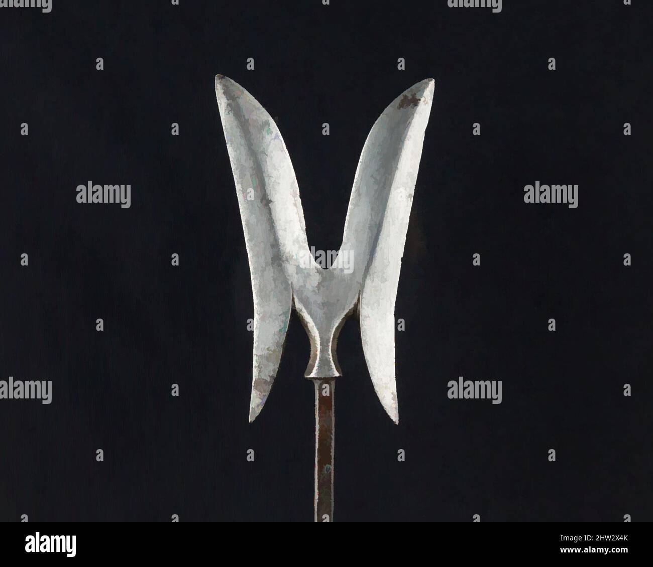 Art inspiré par Arrowhead (Yanonē), 18th siècle, japonais, acier, L. 9 5/8 po. (24,4 cm) ; L. de la tête 3 po. (7,6 cm) ; avec 2 po (5,1 cm) ; poids 1,8 oz (51 g), matériel de tir à l'arc - pointes de flèches, oeuvres classiques modernisées par Artotop avec un peu de modernité. Formes, couleur et valeur, impact visuel accrocheur sur l'art émotions par la liberté d'œuvres d'art d'une manière contemporaine. Un message intemporel qui cherche une nouvelle direction créative. Artistes qui se tournent vers le support numérique et créent le NFT Artotop Banque D'Images