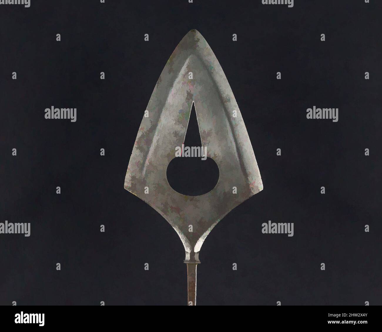 Art inspiré par Arrowhead (Yanonē), 18th siècle, japonais, acier, L. 10 po. (25,4 cm) ; L. de la tête 4 1/2 po. (11,4 cm) ; avec 2 3/4 po (7 cm) ; poids 2,4 oz (68 g), matériel de tir à l'arc - pointes de flèches, oeuvres classiques modernisées par Artotop avec un peu de modernité. Formes, couleur et valeur, impact visuel accrocheur sur l'art émotions par la liberté d'œuvres d'art d'une manière contemporaine. Un message intemporel qui cherche une nouvelle direction créative. Artistes qui se tournent vers le support numérique et créent le NFT Artotop Banque D'Images