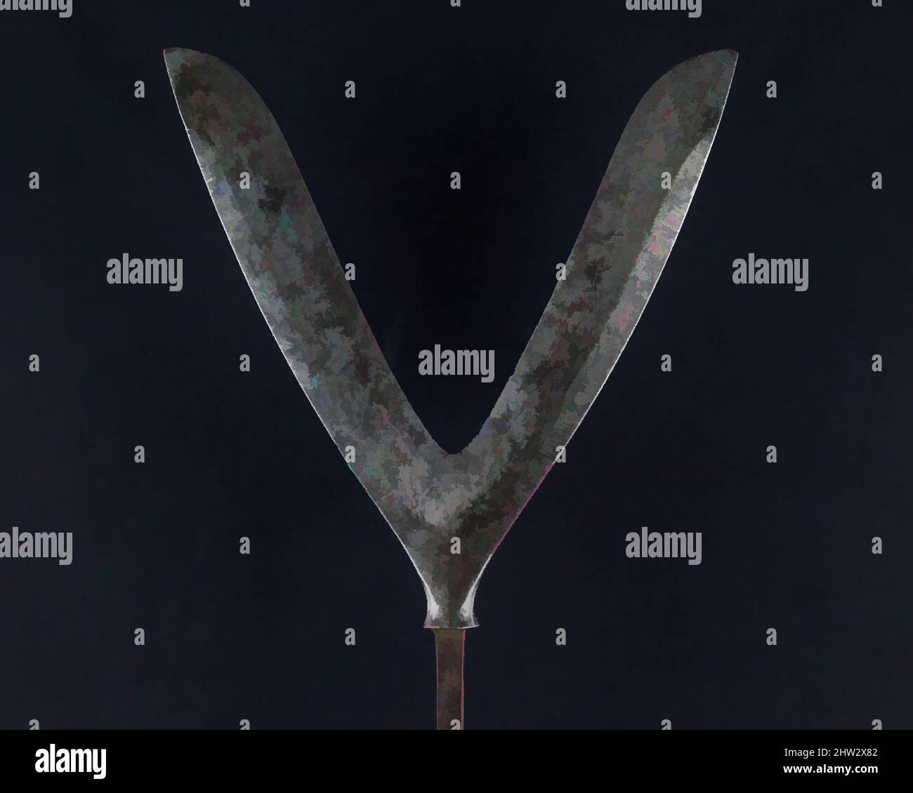 Art inspiré par Arrowhead (Yanonē), 18th siècle, japonais, acier, L. 18 3/8 po. (46,7 cm) ; L. de la tête 5 3/4 po. (14,6 cm) ; avec 5 3/4 po (14,6 cm) ; poids 6,6 oz (187,1 g), matériel de tir à l'arc - pointes de flèches, oeuvres classiques modernisées par Artotop avec un peu de modernité. Formes, couleur et valeur, impact visuel accrocheur sur l'art émotions par la liberté d'œuvres d'art d'une manière contemporaine. Un message intemporel qui cherche une nouvelle direction créative. Artistes qui se tournent vers le support numérique et créent le NFT Artotop Banque D'Images