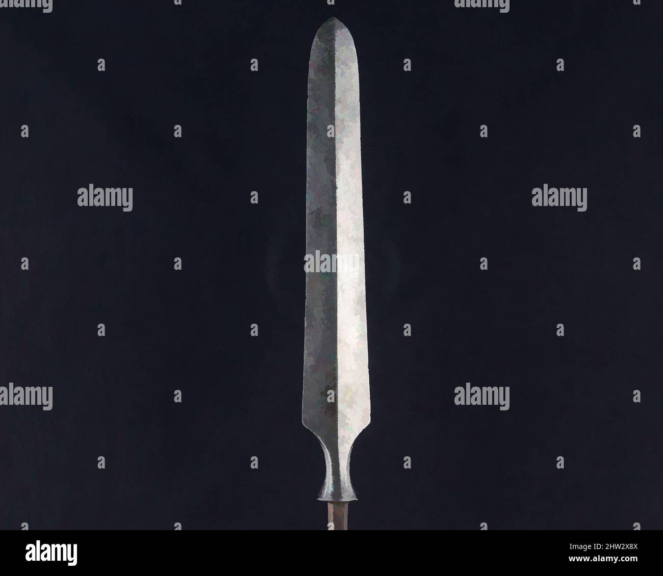 Art inspiré par Arrowhead (Yanonē), 18th siècle, japonais, acier, L. 11 3/4 po. (29,9 cm) ; L. de la tête 6 po. (15,2 cm) ; avec 7/8 po (2,2 cm) ; poids 2,5 oz (70,9 g), matériel de tir à l'arc - pointes de flèches, oeuvres classiques modernisées par Artotop avec un peu de modernité. Formes, couleur et valeur, impact visuel accrocheur sur l'art émotions par la liberté d'œuvres d'art d'une manière contemporaine. Un message intemporel qui cherche une nouvelle direction créative. Artistes qui se tournent vers le support numérique et créent le NFT Artotop Banque D'Images