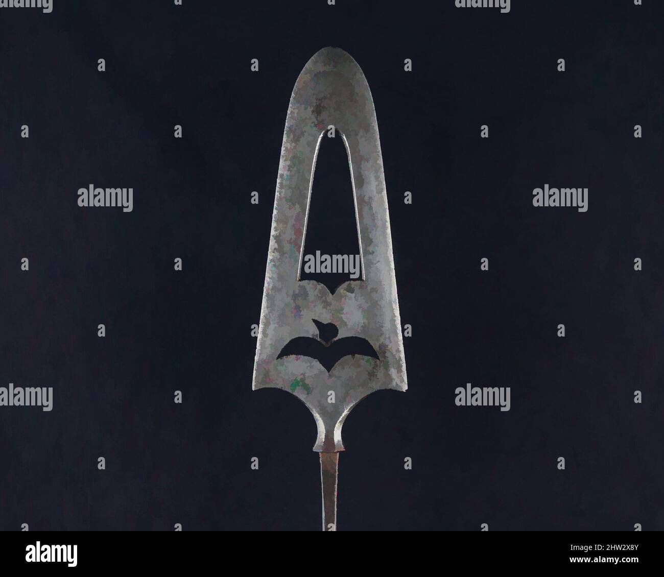 Art inspiré par Arrowhead (Yanonē), 18th siècle, japonais, acier, L. 16 3/4 po. (42,6 cm) ; L. de la tête 6 po. (15,2 cm) ; avec 2 1/4 po (5,7 cm) ; poids 4 oz (10,2 g), matériel de tir à l'arc - pointes de flèches, oeuvres classiques modernisées par Artotop avec un peu de modernité. Formes, couleur et valeur, impact visuel accrocheur sur l'art émotions par la liberté d'œuvres d'art d'une manière contemporaine. Un message intemporel qui cherche une nouvelle direction créative. Artistes qui se tournent vers le support numérique et créent le NFT Artotop Banque D'Images
