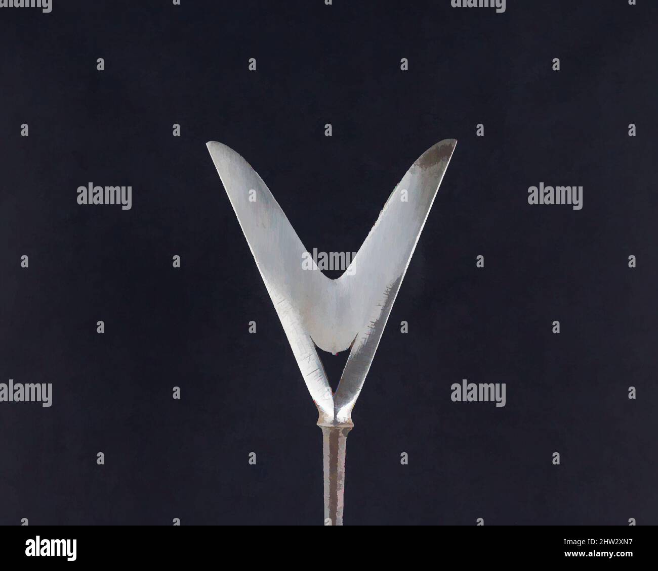 Art inspiré par Arrowhead (Yanonē), 18th siècle, japonais, acier, L. 9 po. (22,9 cm) ; L. de la tête 2 15/16 po. (7,5 cm) ; avec 2 9/16 po (6,5 cm) ; poids 1,2 oz (34 g), matériel de tir à l'arc - pointes de flèches, oeuvres classiques modernisées par Artotop avec un peu de modernité. Formes, couleur et valeur, impact visuel accrocheur sur l'art émotions par la liberté d'œuvres d'art d'une manière contemporaine. Un message intemporel qui cherche une nouvelle direction créative. Artistes qui se tournent vers le support numérique et créent le NFT Artotop Banque D'Images