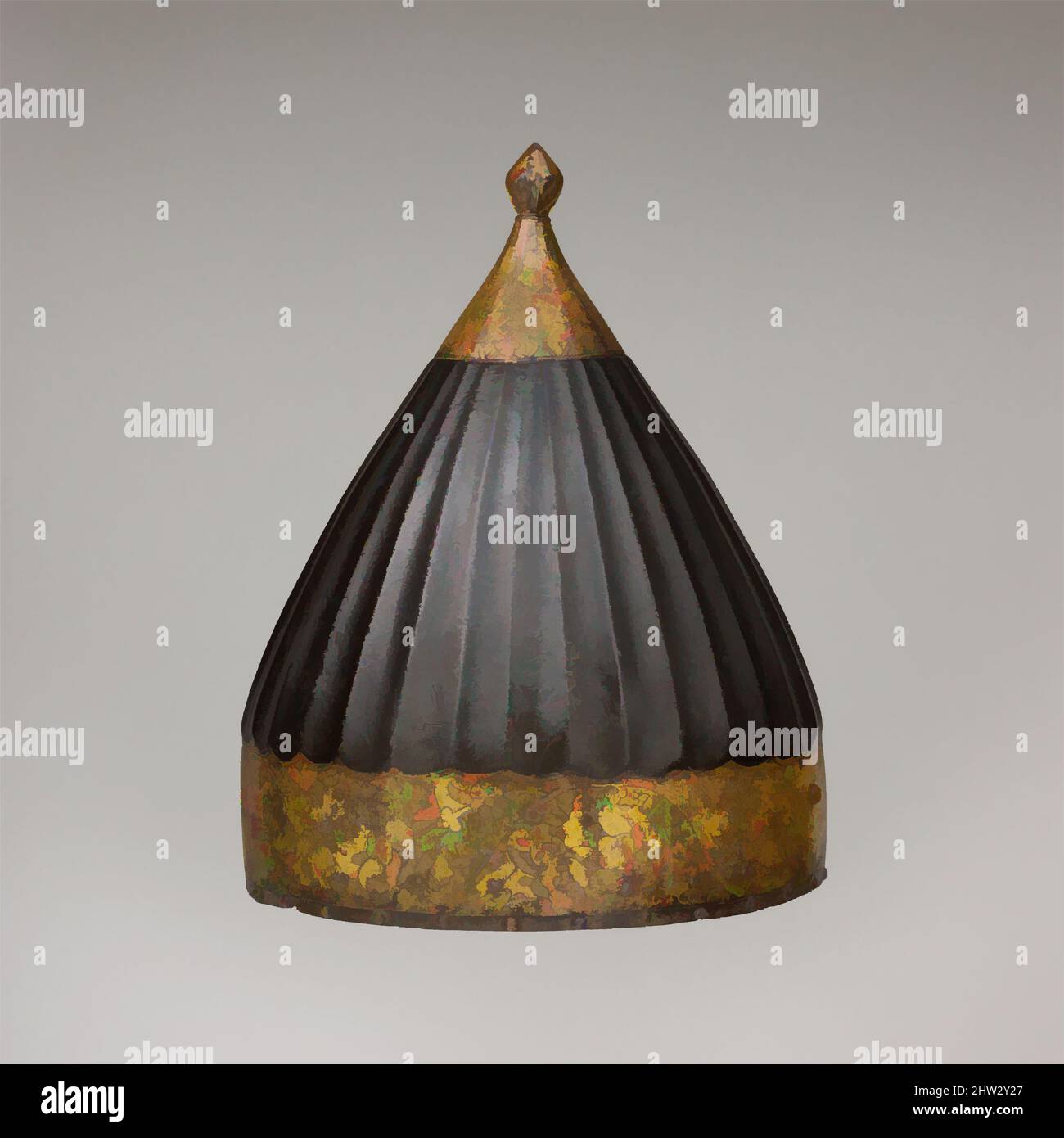 Art inspiré par Helmet, daté A.H. 977/A.D. 1588–89, turc, acier, alliage de cuivre, or, H. 10 7/8 po (27,6 cm) ; diamètre 8 1/2 po (21,6 cm) ; poids 3 lb 7,4 oz (1570,6 g), casques, cet exemple est inscrit avec le nom Vizier Hasan Pāshā et la date A.H. 977 (A.D. 1588–89). Un certain nombre, œuvres classiques modernisées par Artotop avec un peu de modernité. Formes, couleur et valeur, impact visuel accrocheur sur l'art émotions par la liberté d'œuvres d'art d'une manière contemporaine. Un message intemporel qui cherche une nouvelle direction créative. Artistes qui se tournent vers le support numérique et créent le NFT Artotop Banque D'Images