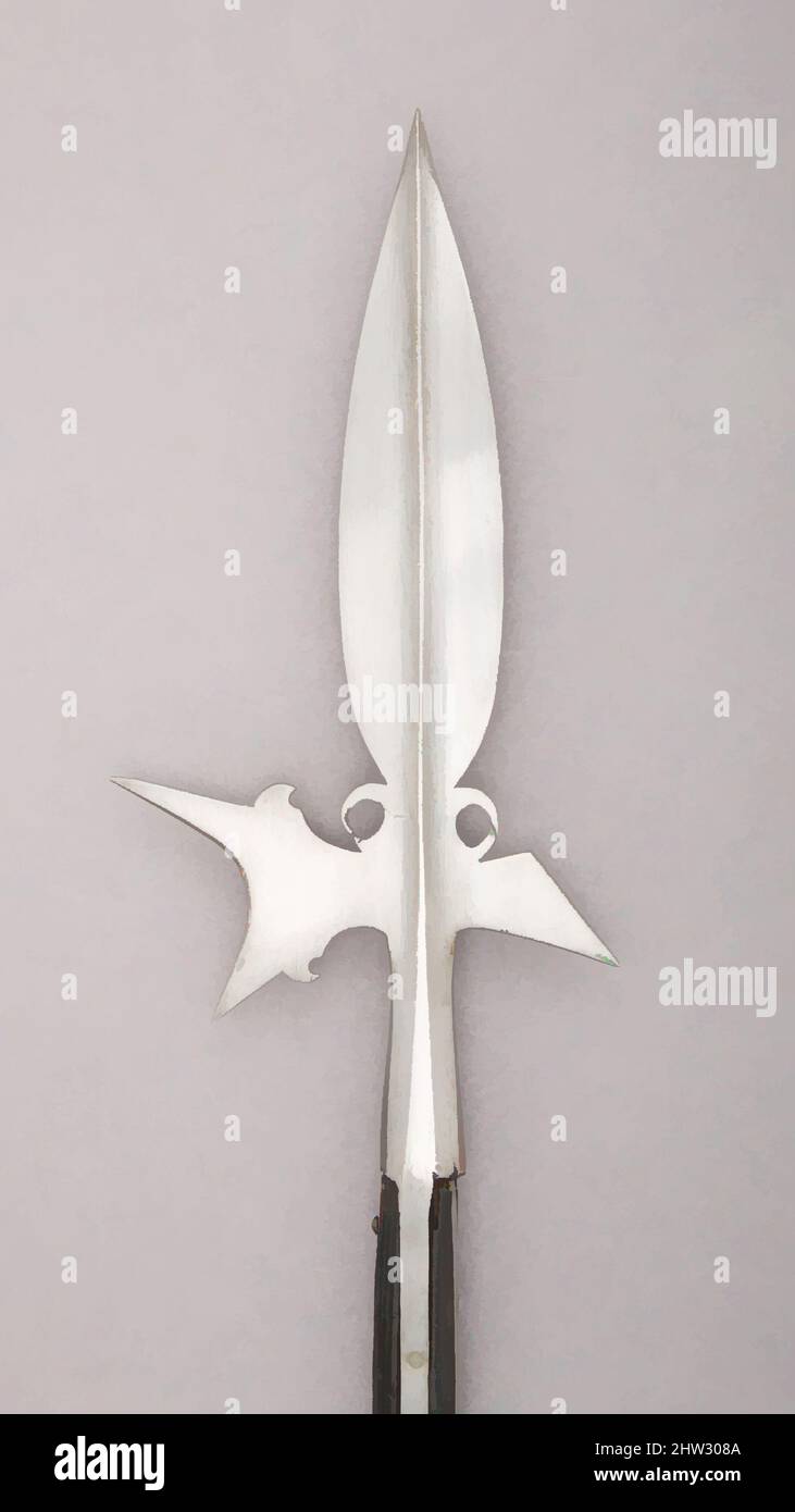 Art inspiré par Halberd, ca. 1650, allemand, acier, bois, L. 79 1/2 po. (201,9 cm) ; L. de la tête 17 5/16 po. (44 cm) ; avec 8 11/16 po (22 cm) ; poids 4 lb 13,4 oz (2194,3 g), Shafted Weapted Weapons, Classic œuvres modernisées par Artotop avec une touche de modernité. Formes, couleur et valeur, impact visuel accrocheur sur l'art émotions par la liberté d'œuvres d'art d'une manière contemporaine. Un message intemporel qui cherche une nouvelle direction créative. Artistes qui se tournent vers le support numérique et créent le NFT Artotop Banque D'Images